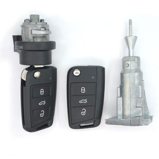 Volkswagen VW MQB BA New Type 2x Flip Remote Key 3 Buttons 433MHz With Lock Set