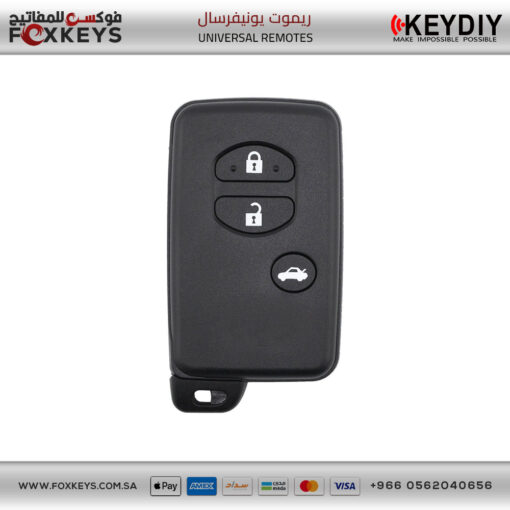 KeyDiy KD Toyota Universal Smart Remote Key 3 Buttons With Black Key Shell TDB03-3