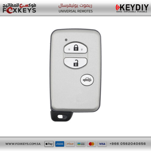 KeyDiy KD Toyota Universal Smart Remote Key 3 Buttons With Silver Key Shell TDB03-3