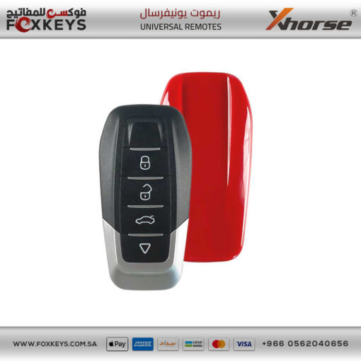 Xhorse Universal Remote Key 4 Button for VVDI Key Tool Red Back Cover XKFEF2EN