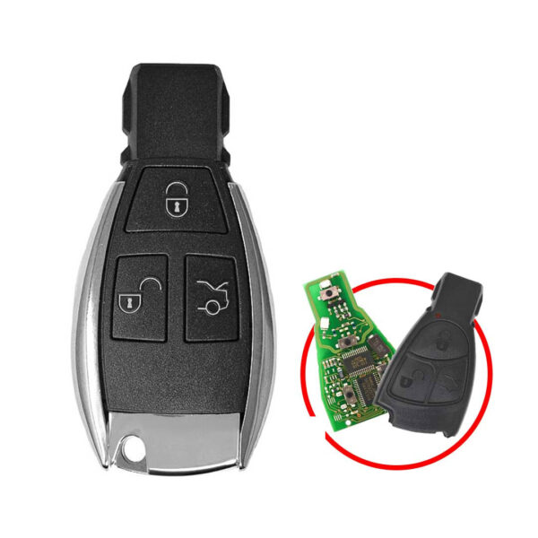 Mercedes Chrome Key Shell 3 Buttons Modified for NEC Board