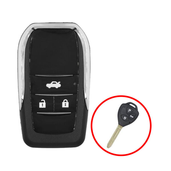 Toyota Flip Remote Key Shell 3 Buttons Modified Horizontal Type