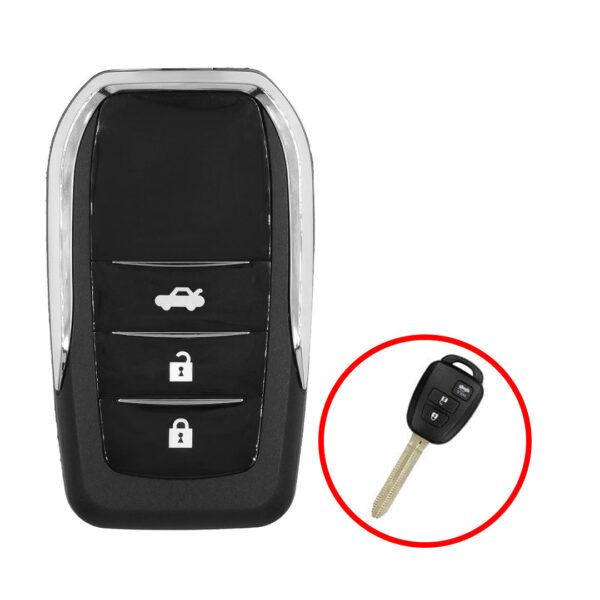 Toyota Flip Remote Key Shell 3 Buttons Modified Vertical Type